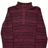 Woolrich Striped 1/4 Zip - Large Brown Wool Blend