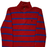 Age 13-14 Polo By Ralph Lauren Striped 1/4 Zip - XL Blue Cotton