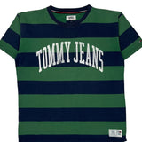 Tommy Jeans Striped T-Shirt - Large Green Cotton