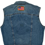 American Flag Patch Levis Denim Vest - Large Blue Denim