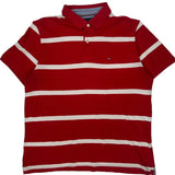 Tommy Hilfiger Striped Polo Shirt - XL Red Cotton