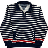 Tommy Hilfiger Striped 1/4 Zip - XL Navy Cotton