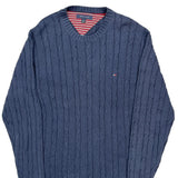 Tommy Hilfiger Striped Sweater - XL Blue Cotton