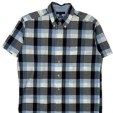 Tommy Hilfiger Checked Short Sleeve Shirt - Large Blue Cotton