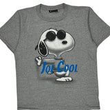 Joe Cool Peanuts Cartoon T-Shirt - Large Gray Cotton