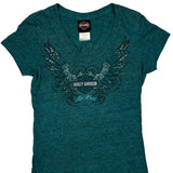 Horny Toad Harley Davidson Graphic T-Shirt - Medium Green Polyester