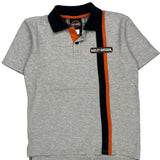Age 12-14 Harley Davidson Striped Polo Shirt - Large Gray Cotton