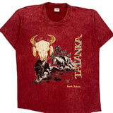 Single Stitch South Dakota Anvil Graphic T-Shirt - Large Red Cotton
