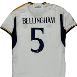 Real Madrid Adidas 2023-24 Home Bellingham Football Shirt - Medium White Polyester