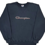 Champion Spellout Sweatshirt - Large Navy Cotton