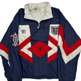 1990-92 England Umbro Football Windbreaker - Medium Blue Polyester