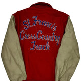 St. Francis Cross Country Track Delong College Varsity Jacket - Medium Beige Leather