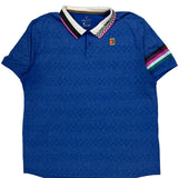 Nike Striped Polo Shirt - XL Blue Polyester