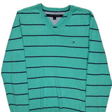 Tommy Hilfiger Striped Jumper - Medium Green Cotton