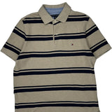 Tommy Hilfiger Striped Polo Shirt - XS Beige Cotton