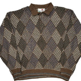 Florence Tricot Argyle Sweater - XL Cream Cotton Blend