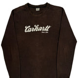 Carhartt Spellout Long Sleeve T-Shirt - Medium Brown Cotton