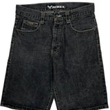 Avirex Wide Leg Graphic Denim Shorts - 34W 11L Gray Denim