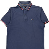 Tommy Hilfiger Striped Polo Shirt - Medium Blue Cotton