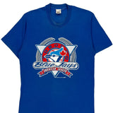 Single Stitch Toronto Blue Jays Fruit Of The Loom Graphic T-Shirt - Large Blue Cotton
