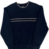 90S Blank D.A.C Athletic Club Striped Sweatshirt - Large Navy Cotton Blend