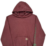 Carhartt Hoodie - Small Burgundy Cotton Blend