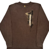 Construction Worker Graphic Carhartt Graphic Long Sleeve T-Shirt - Large Brown Cotton