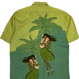 Tommy Bahama Graphic Hawaiian Shirt - Large Green Linen
