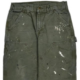 Paint Splattered Carhartt Double Knee Carpenter Trousers - 30W 31L Green Cotton