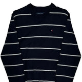 Tommy Hilfiger Striped Sweater - Small Navy Cotton