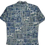 Harley Davidson Graphic Hawaiian Shirt - Large Blue Cotton