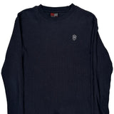 Southpole Waffle Knit Long Sleeve T-Shirt - Medium Navy Cotton