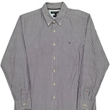 New York Fit Tommy Hilfiger Striped Shirt - Large Black & White Cotton