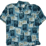 Island Blue Hawaiian Shirt - Large Blue Viscose