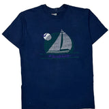 Puerto Rico Hanes Single Stitch T-Shirt - Large Blue Cotton Blend