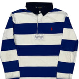 Age 8-9 Polo By Ralph Lauren Striped Rugby Shirt - Medium Blue Cotton