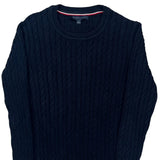 Tommy Hilfiger Cable Knit Sweater - Large Navy Cotton