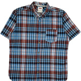 Levis Checked Short Sleeve Shirt - Large Blue Cotton