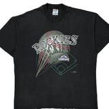 Single Stitch Colorado Rockies Hanes Graphic T-Shirt - XL Black Cotton