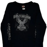 Harley Davidson Graphic Long Sleeve T-Shirt - XL Black Cotton