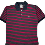 Lacoste Striped Polo Shirt - Large Gray Cotton