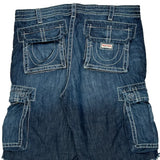 True Religion Cargo Denim Shorts - 40W 12L Blue Cotton