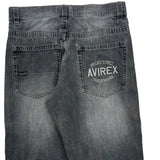 Avirex Wide Leg Graphic Jeans - 33W 28L Gray Cotton