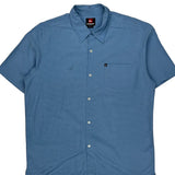 Quiksilver Short Sleeve Shirt - Large Blue Cotton