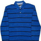 Tommy Hilfiger Striped Long Sleeve Polo Shirt - XL Blue Cotton