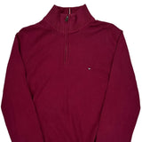 Tommy Hilfiger 1/4 Zip - Large Burgundy Cotton