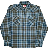 Wrangler Checked Flannel Shirt - Large Blue Cotton
