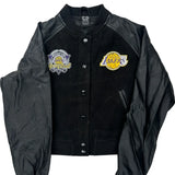 Age 10 Los Angeles Lakers Ultra Game Cropped Varsity Jacket - Large Black Polyester