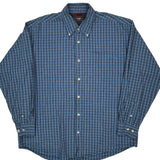 Wrangler Checked Shirt - Large Blue Cotton