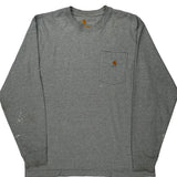 Original Fit Carhartt Long Sleeve T-Shirt - Large Grey Cotton